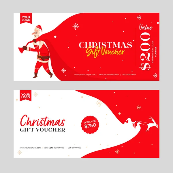 Conjunto Layout Banner Presente Natal Com Papai Noel Cor Vermelha — Vetor de Stock