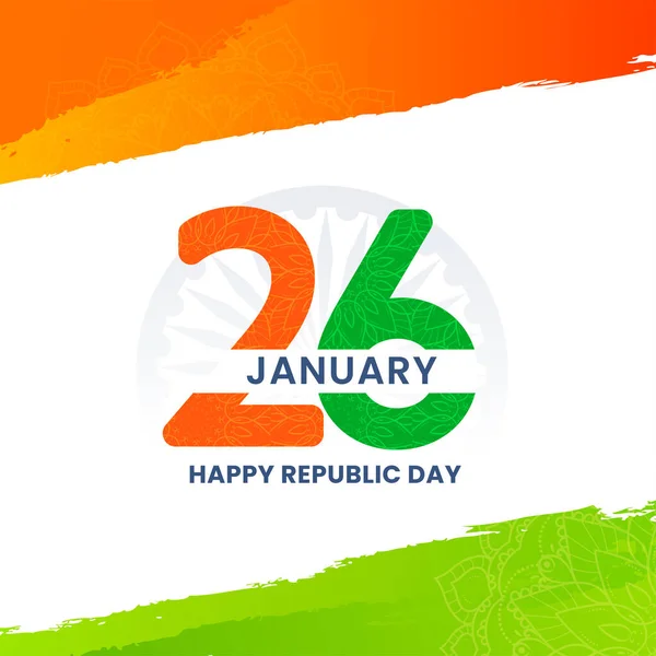 26Th January Happy Republic Day Poster Design Saffron Green Brush — Stock Vector
