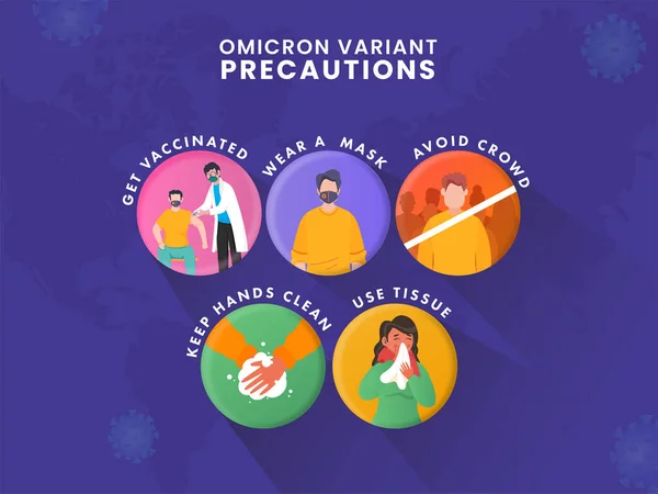 Précautions Pour Omicron Variante Comme Comme Comme Faire Vacciner Porter — Image vectorielle