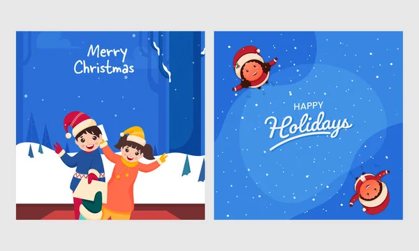 Vrolijk Kerstfeest Fijne Feestdagen Post Design Twee Opties — Stockvector