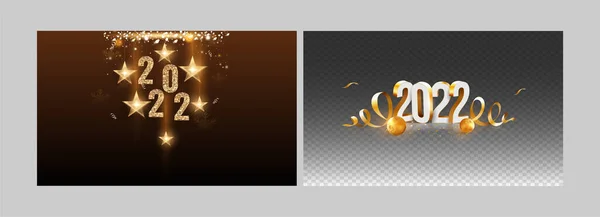 2022 Feliz Año Nuevo Banner Diseño Póster Color Marrón Negro — Vector de stock