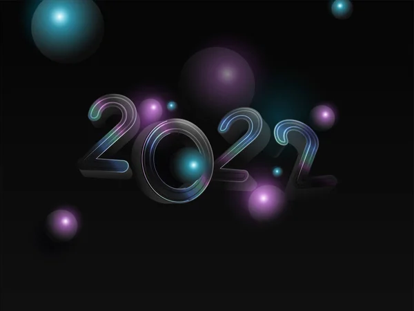 2022 Nombre Avec Des Boules Effet Lumière Sur Fond Noir — Image vectorielle