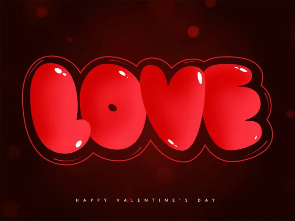 Love Font Red Bokeh Blur Background Happy Valentines Day Concept — 스톡 벡터