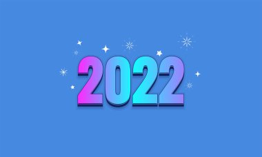 Gradyan 2022 Numarası: Kar Taneleri, Yıldızlar Mavi Arkaplanda.