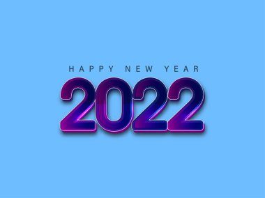 3D Mor 2022 Mavi Arkaplanda Mutlu Yıllar Konsepti.