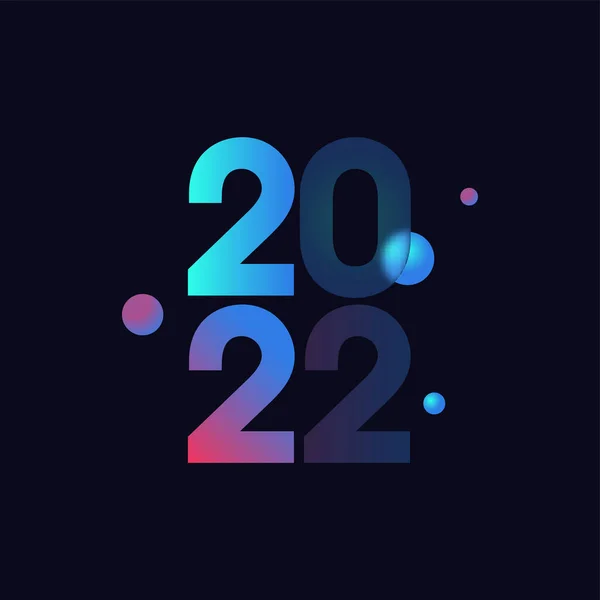 Gradient 2022 Number Glossy Balls Blue Background — Stock vektor