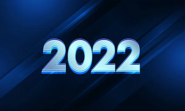带有Shiny 2022号码的新年快乐蓝色背景 — 图库矢量图片