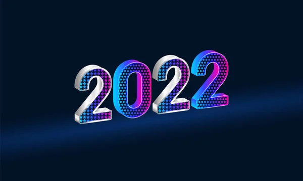 Gradient 2022 Number Star Dotted Pattern Blue Background — Stock Vector