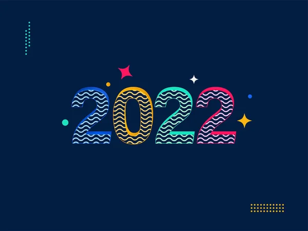 Coloré 2022 Nombre Avec Motif Ondulé Sur Fond Bleu Pour — Image vectorielle