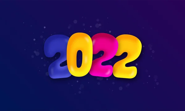 렌더링 Glossy Colorful 2022 Number Bokeh Effect Blue Background Happy — 스톡 벡터