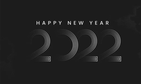 Liczba Liniowa 2022 Czarny Efekt Halftone Tła Szczęśliwego Nowego Roku — Wektor stockowy