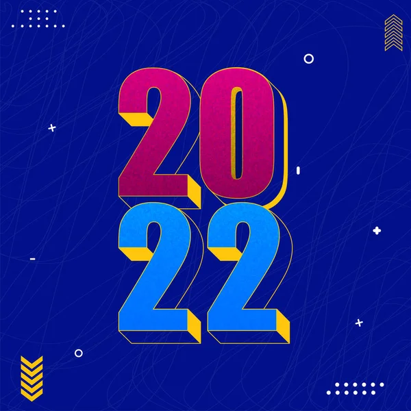 Rendu Nombre 2022 Dans Grain Effet Bruit Sur Fond Bleu — Image vectorielle