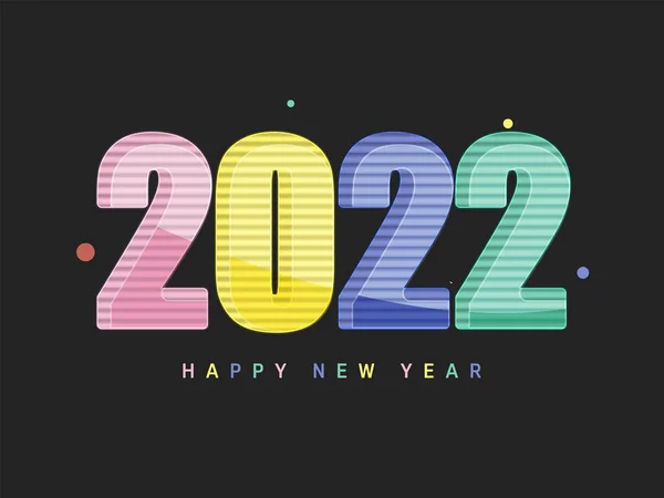 Colorful 2022 Happy New Year Font Black Background — 图库矢量图片
