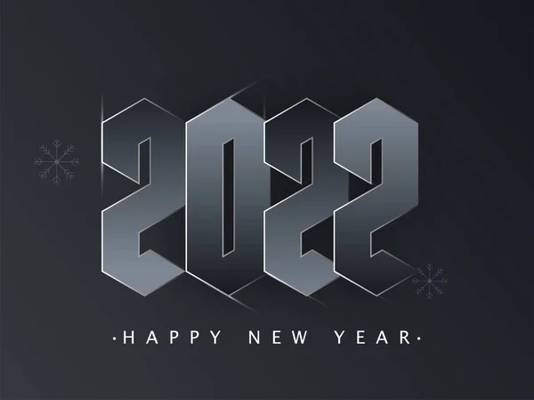 Paper Cut 2022 Number Snowflakes Black Background Happy New Year — Vettoriale Stock