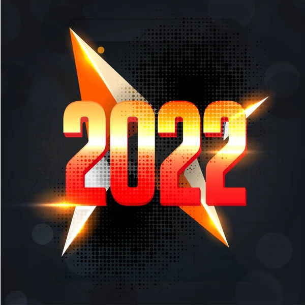 Halftone Effect 2022 Number Lights Effect Golden Triangle Elements Black — Vettoriale Stock