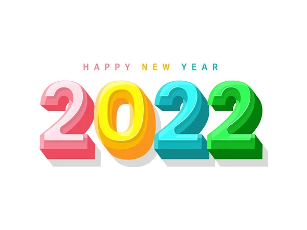 Colorful 2022 Number White Background Happy New Year Concept — 图库矢量图片