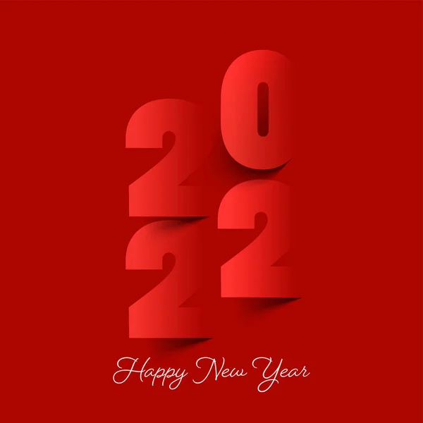 快乐新年概念红色背景下的2022年切纸数 — 图库矢量图片