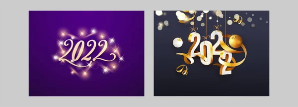 2022 New Year Party Дизайн Плаката Двух Цветовых Вариантах — стоковый вектор
