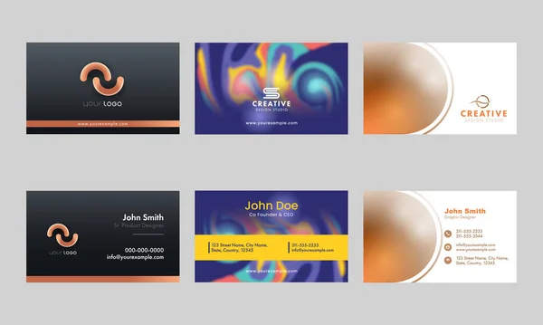 Set Abstract Modern Business Card Template Gray Background —  Vetores de Stock