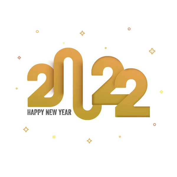 紙カット2022幸せな新年のための白と黄色の背景 — ストックベクタ