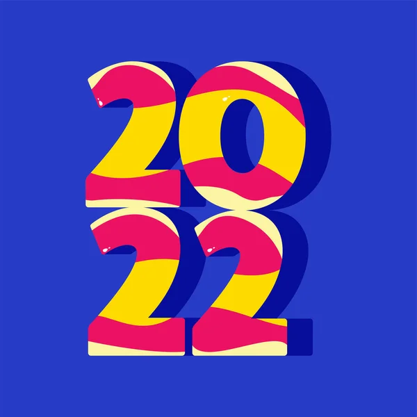 Colorful 2022 Number Blue Background Happy New Year Concept — 图库矢量图片