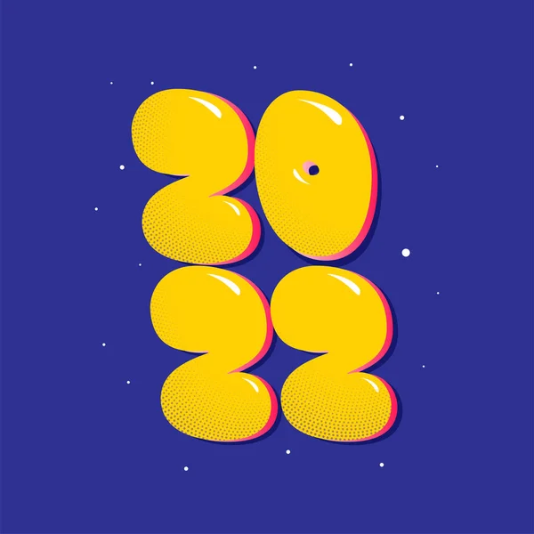Креативный Желтый Номер 2022 Эффектом Галочки Синем Фоне — стоковый вектор