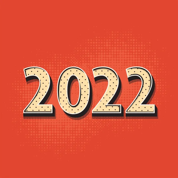 2022 Antal Med Prickar Mönster Orange Halftone Bakgrund — Stock vektor