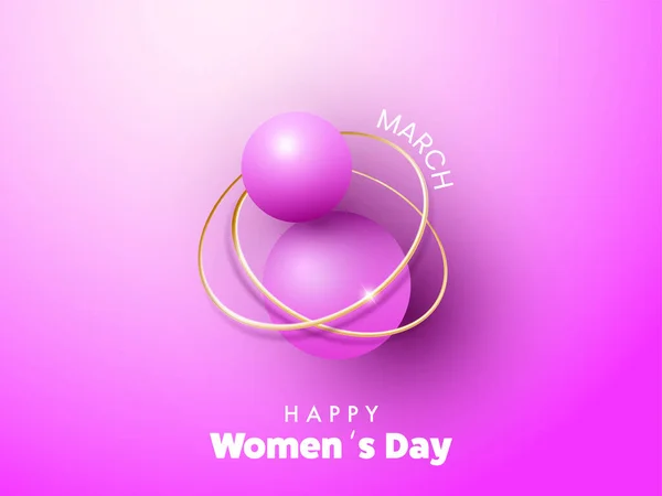 Happy Women Day Koncepció Szám Által Készített Golyók Arany Kör — Stock Vector