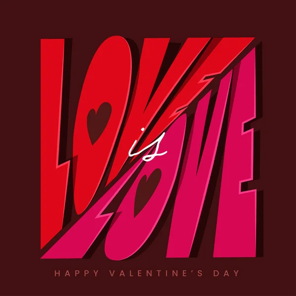 Stylish Love Love Font Dark Red Background Happy Valentine Day — Stockvektor
