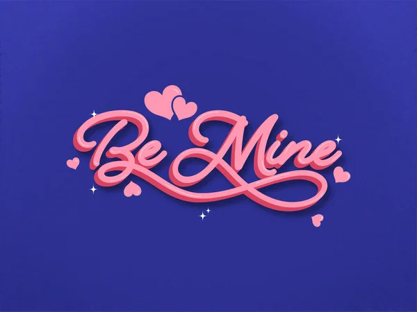 Red Mine Font Hearts Blue Background — Wektor stockowy