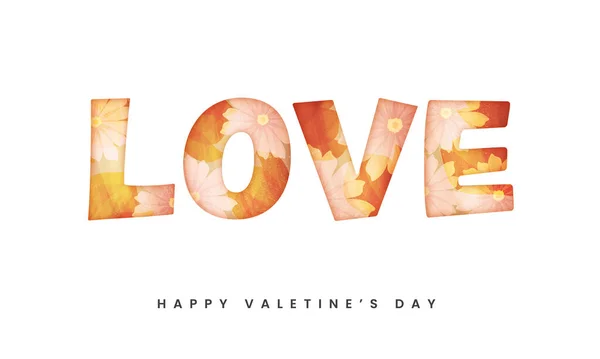 Flower Create Love Font White Background Happy Valentine Day Concept — Image vectorielle