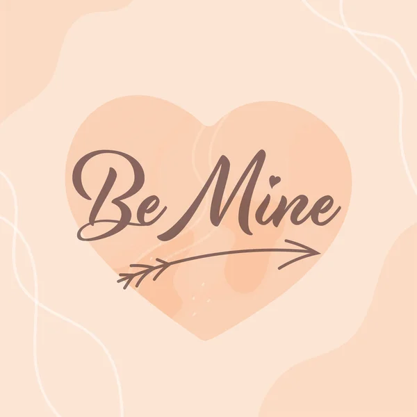 Mine Font Met Pijl Van Boog Peach Heart Shape Achtergrond — Stockvector