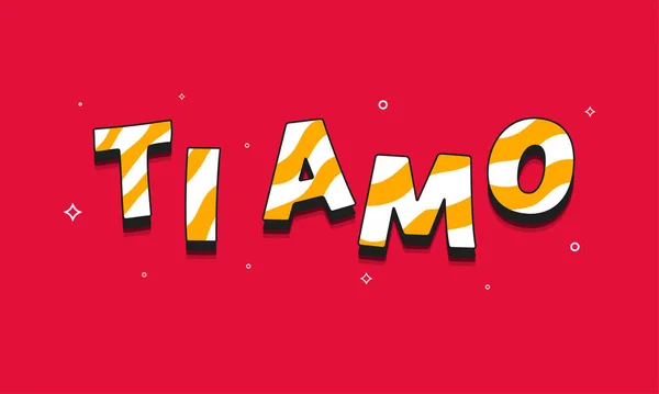 Love You Amo Font Written Italian Language Red Background — стоковий вектор