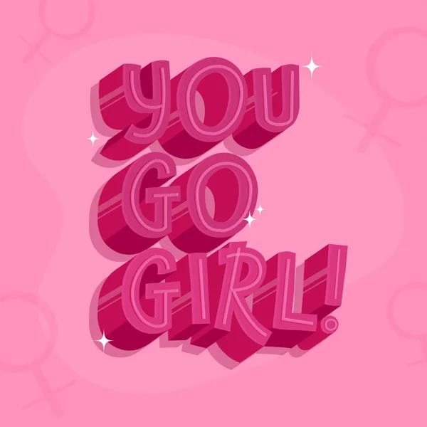 You Girl Kutipan Pada Simbol Gender Perempuan Merah Muda Latar - Stok Vektor