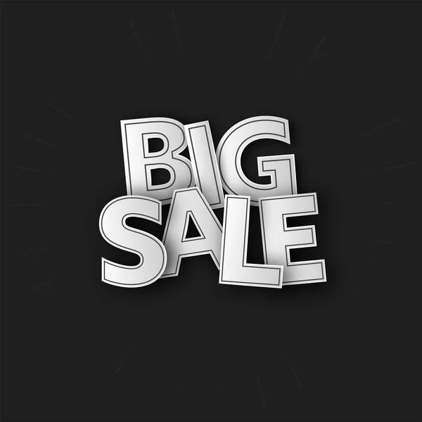 Paper Cut Big Sale Font Över Svart Bakgrund Reklam Affisch — Stock vektor