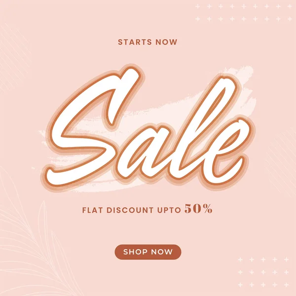 Start Now Sale Poster Design Discount Offer White Brush Effect — Vetor de Stock