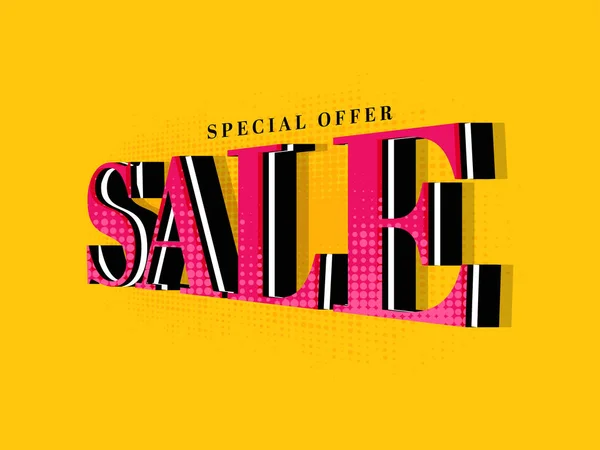 Sale Poster Banner Design Halftone Effect Pink Yellow Color — Vetor de Stock