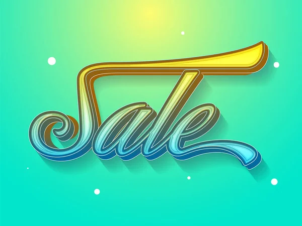 Sticker Sale Font Gradient Turquoise Yellow Background Advertising — Stock Vector