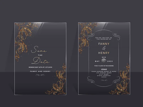 Elegant Translucent Wedding Cards Venue Details — Archivo Imágenes Vectoriales