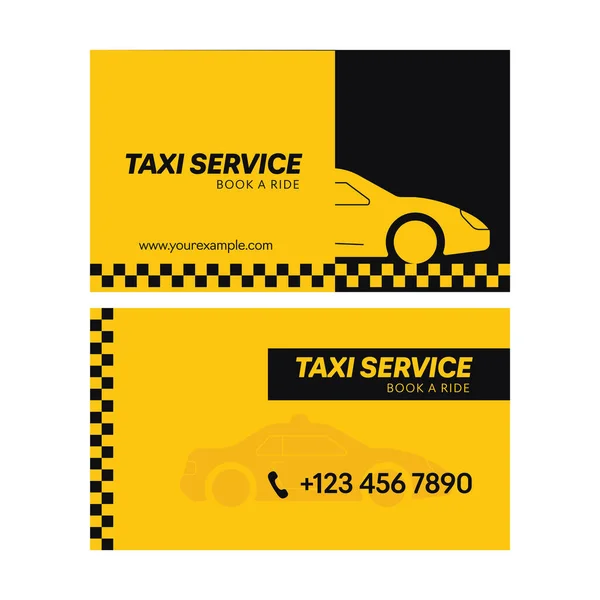 Taxi Service Business Card Double Side Yellow Black Color — стоковый вектор