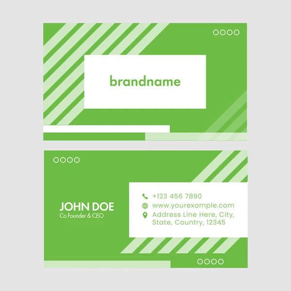 Double Side Business Card Design Green White Color — ストックベクタ