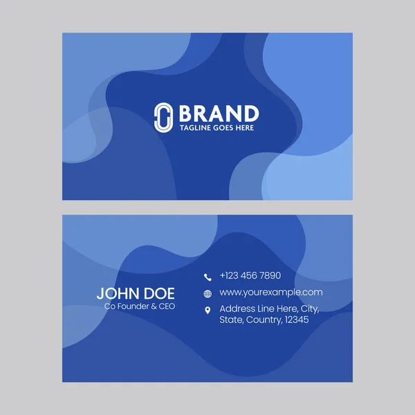Blue Color Visiting Card Design Front Back View — Stock Vector