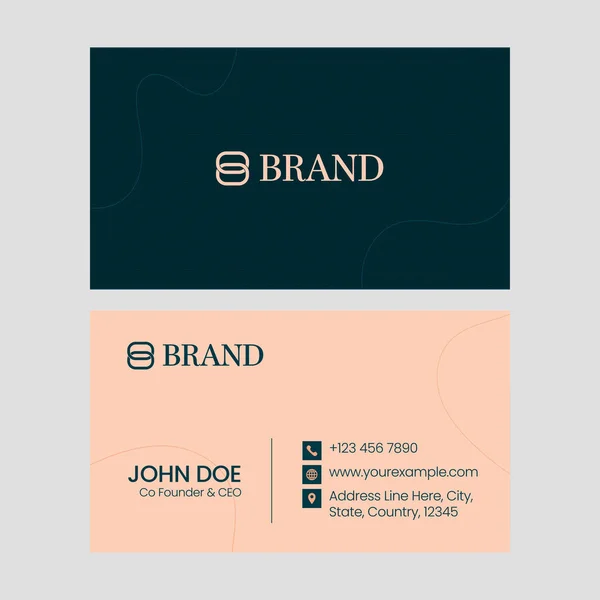 Business Card Template Layout Teal Peach Color — Διανυσματικό Αρχείο