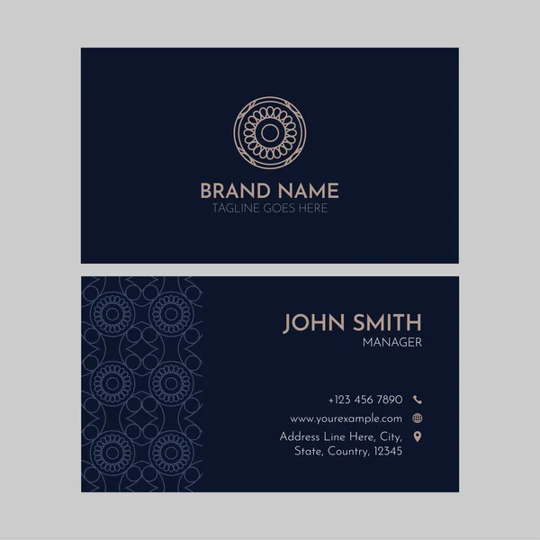 Front Back View Professional Business Card Blue Color — Stockvector