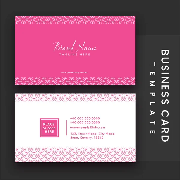 Editable Business Card Template Design Pink White Color — Vetor de Stock