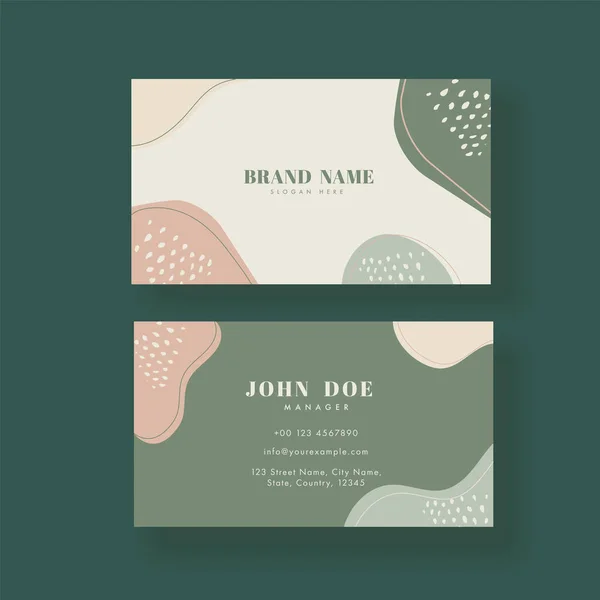 Abstract Business Card Template Front Back View Green Background — ストックベクタ