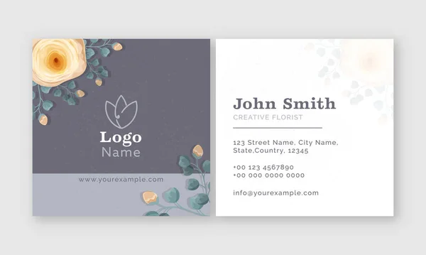 Square Florist Business Card Design Front Back View — Stock vektor