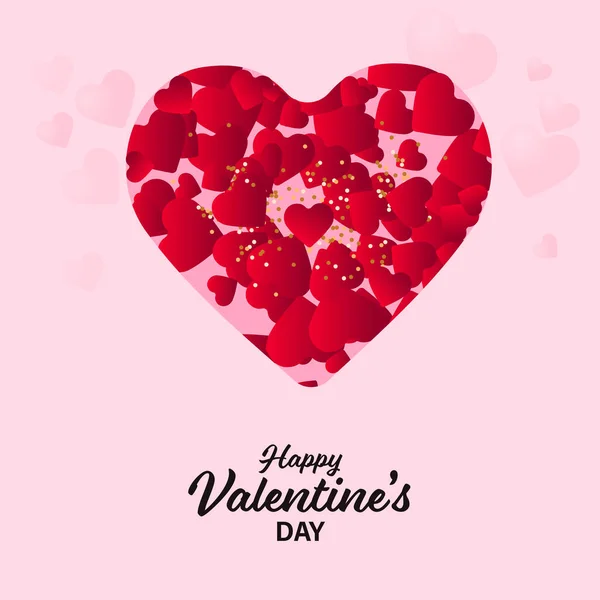 Щасливий Шрифт Дня Святого Валентина Червоними Крихітними Серцями Всередині Рожевого — стоковий вектор