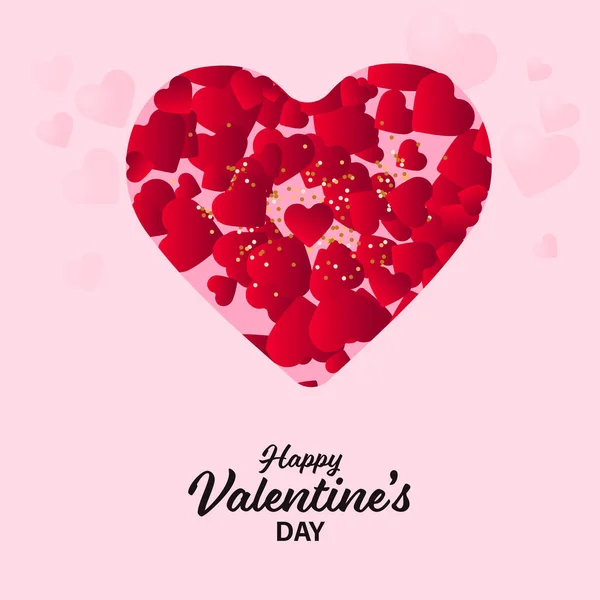 Happy Valentine Day Font Red Tiny Hearts Pink Heart Shape — Vettoriale Stock