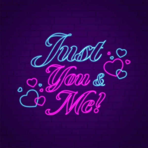 Neon Effect Just You Message Hearts Purple Brick Wall Background — Wektor stockowy